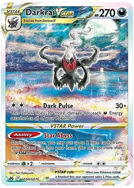 2023 Pokemon Sword and Shield Crown Zenith Full Art/Darkrai Vstar Base GG50/GG70