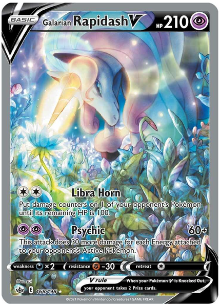 2021 Pokemon Sword & Shield Chilling Reign Full Art/Galarian Rapidash V Base 168/198