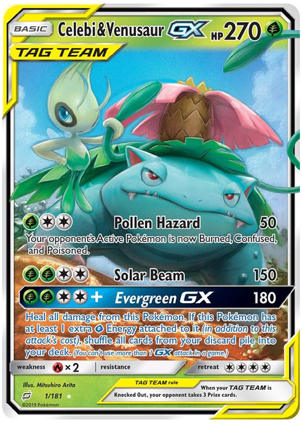 2019 Pokemon Sun & Moon Team Up Celebi & Venusaur GX Base 1/181