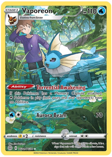 2022 Pokemon Sword & Shield Brilliant Stars Full Art/Vaporeon Base TG02/TG30