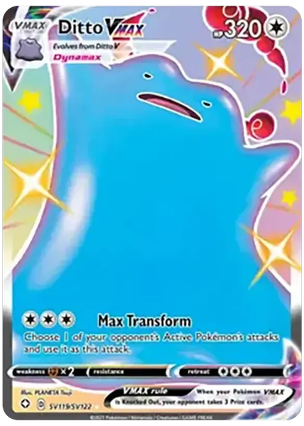 2021 Pokemon Sword & Shield Shining Fates Full Art/Ditto Vmax Base SV119/SV122