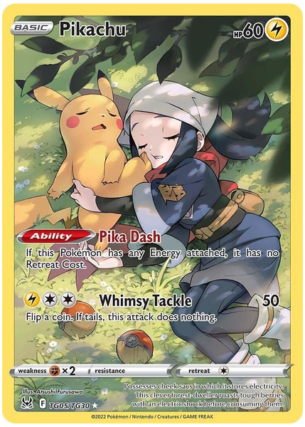 2022 Pokemon Sword & Shield Lost Origin Full Art/Pikachu Base TG05/TG30