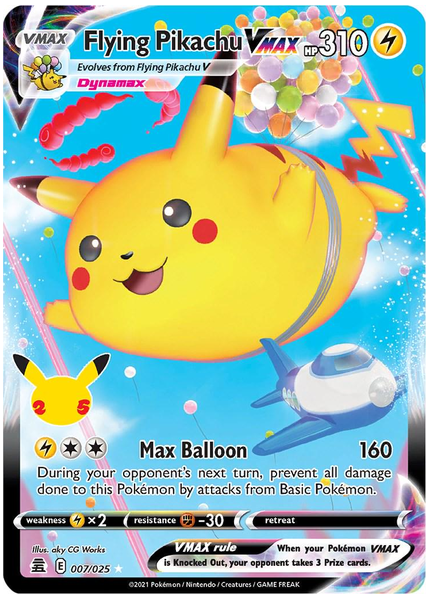 2021 Pokemon Celebrations Full Art/Flying Pikachu Vmax Base 007/025