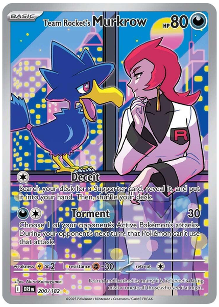 2025 Pokemon Dri EN-Destined Rivals Team Rocket's Murkrow Illustration Rare 200/182