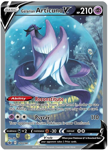 2021 Pokemon Sword & Shield Chilling Reign Full Art/Galarian Articuno V Base 170/198