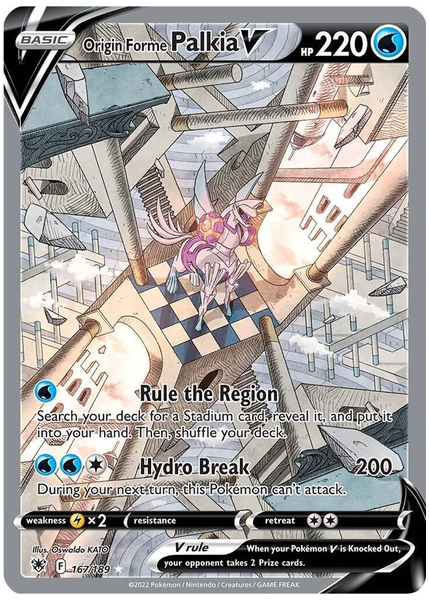 2022 Pokemon Sword & Shield Astral Radiance Full Art/Origin Forme Palkia V Base 167/189
