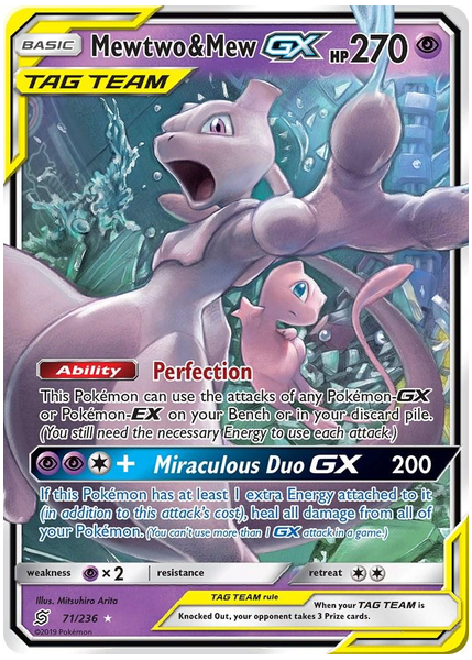 2019 Pokemon Sun & Moon Unified Minds Mewtwo & Mew GX Base 71/236