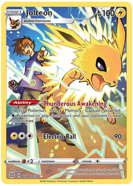 2022 Pokemon Sword & Shield Brilliant Stars Full Art/Jolteon Base TG04/TG30