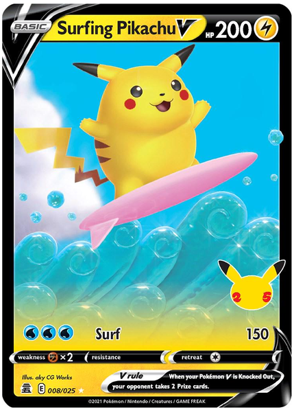2021 Pokemon Celebrations Surfing Pikachu V Base 008/025