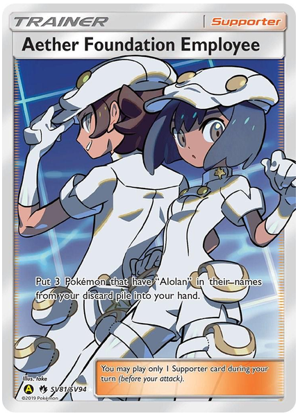 2019 Pokemon Sun & Moon Hidden Fates Full Art/Aether Foundation Employee Base SV81/SV94
