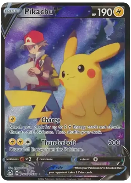 2022 Pokemon Sword & Shield Lost Origin Full Art/Pikachu V Base TG16/TG30