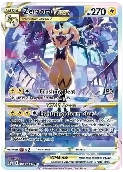 2023 Pokemon Sword and Shield Crown Zenith Full Art/Zeraora Vstar Base GG43/GG70