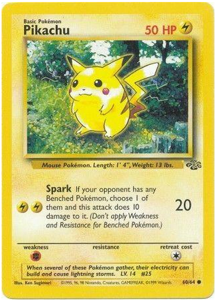 1999 Pokemon Jungle Pikachu Base 60/64