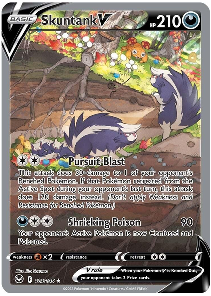 2022 Pokemon Sword & Shield Silver Tempest Full Art/Skuntank V Base 181/195