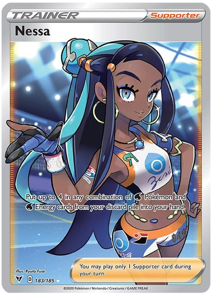 2020 Pokemon Sword & Shield Vivid Voltage Full Art/Nessa Base 183/185