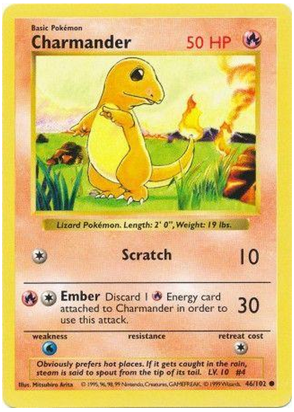 1999 Pokemon Game Charmander Shadowless 46