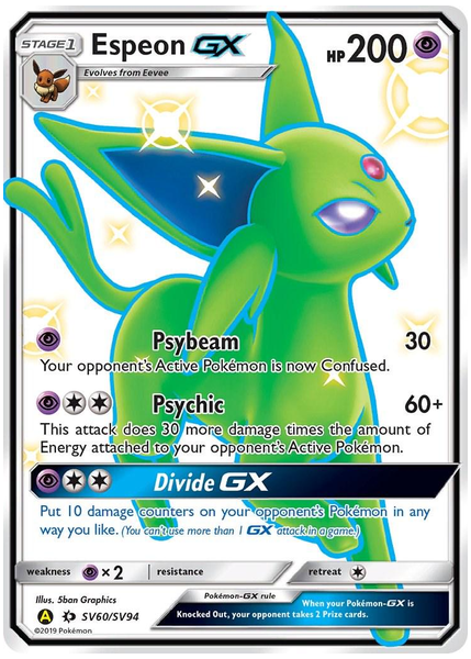 2019 Pokemon Sun & Moon Hidden Fates Full Art/Espeon GX Base SV60/SV94
