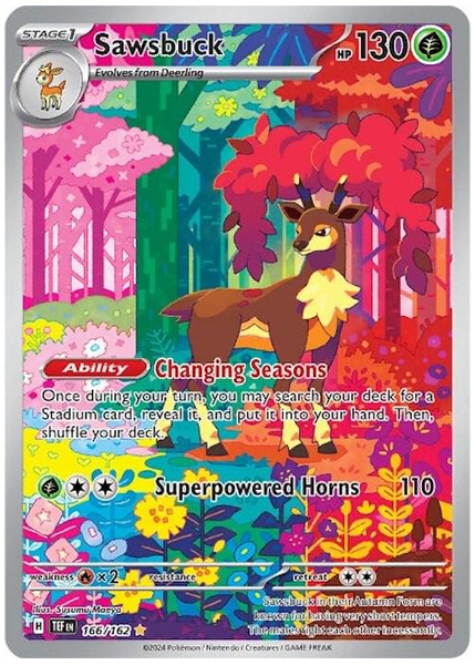 2024 Pokemon Tef EN-Temporal Forces Sawsbuck Illustration Rare 166/162