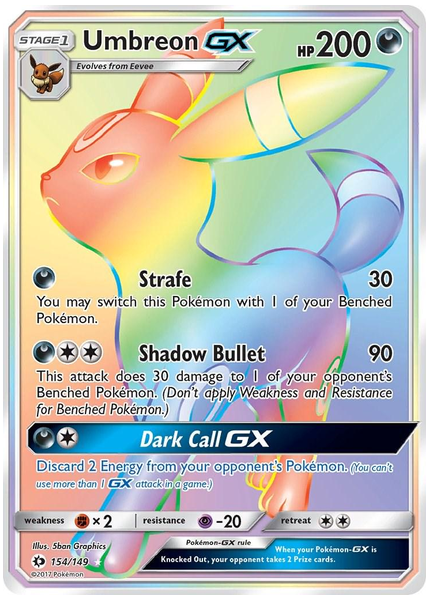 2017 Pokemon Sun & Moon Full Art/Umbreon GX Secret 154/149