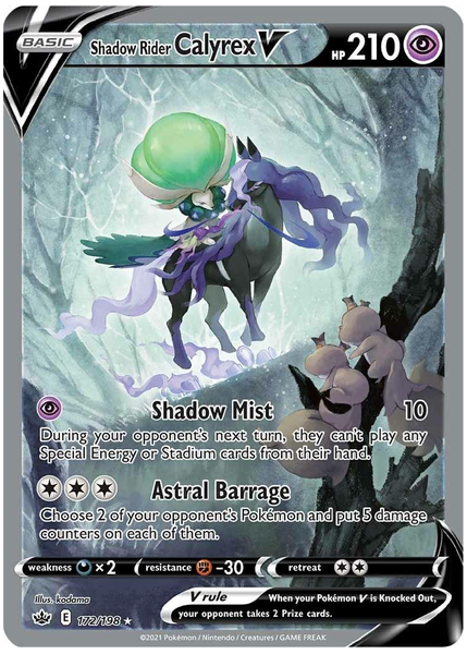 2021 Pokemon Sword & Shield Chilling Reign Full Art/Shadow Rider Calyrex V Base 172/198