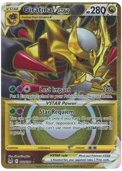 2022 Pokemon Sword & Shield Lost Origin Full Art/Giratina Vstar Secret 212/196
