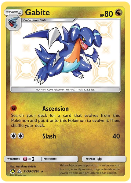 2019 Pokemon Sun & Moon Hidden Fates Gabite-Holo Base SV39