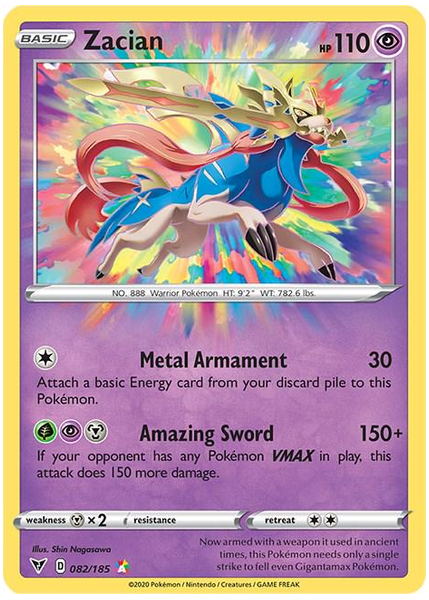 2020 Pokemon Sword & Shield Vivid Voltage Zacian Base 082/185