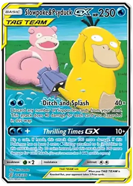 2019 Pokemon Sun & Moon Unified Minds Full Art/Slowpoke & Psyduck GX Base 218/236