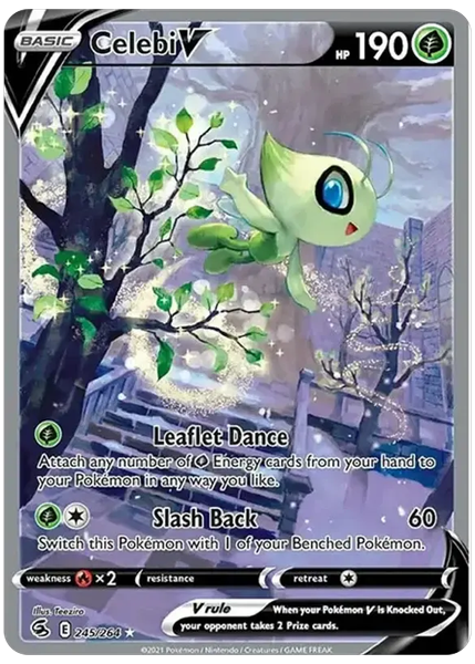 2021 Pokemon Sword & Shield Fusion Strike Full Art/Celebi V Base 245/264