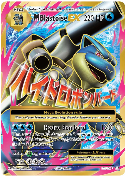 2016 Pokemon XY Evolutions Full Art/M Blastoise EX Base 102/108