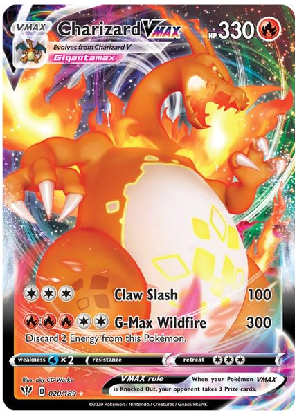 2020 Pokemon Sword & Shield Darkness Ablaze Full Art/Charizard Vmax Base 020/189
