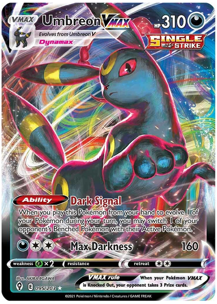 2021 Pokemon Sword & Shield Evolving Skies Full Art/Umbreon Vmax Base 095/203