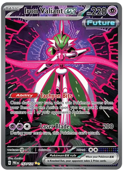 2025 Pokemon Pre EN-Prismatic Evolutions Iron Valiant EX Special Illustration Rare 157/131