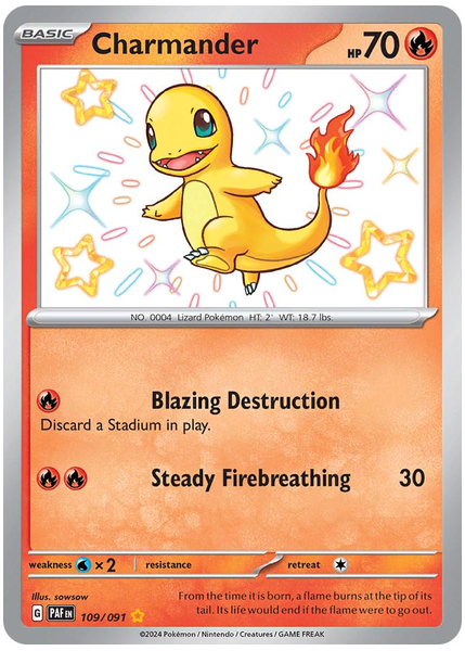 2024 Pokemon Paf EN-Paldean Fates Charmander Shiny Rare 109/091