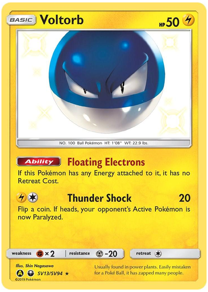 2019 Pokemon Sun & Moon Hidden Fates Voltorb-Holo Base SV13