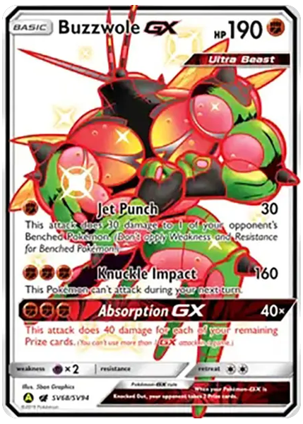 2019 Pokemon Sun & Moon Hidden Fates Full Art/Buzzwole GX Base SV68