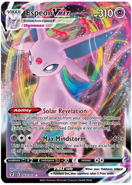 2021 Pokemon Sword & Shield Evolving Skies Full Art/Espeon Vmax Base 065/203