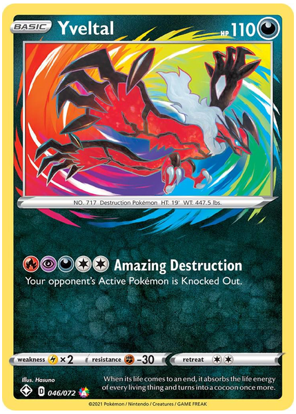 2021 Pokemon Sword & Shield Shining Fates Yveltal Base 046/072