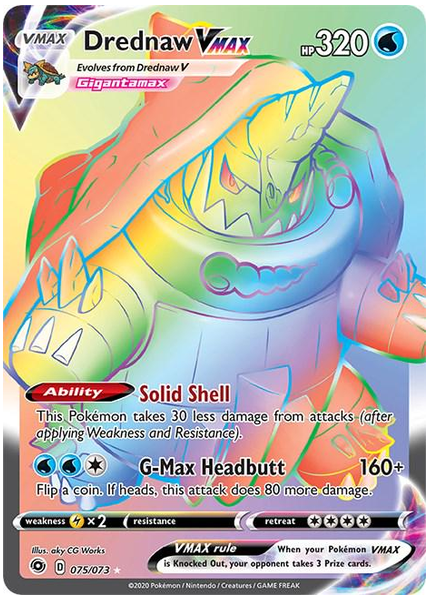 2020 Pokemon Sword & Shield Champion's Path Full Art/Drednaw Vmax Secret 075/073