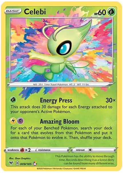 2020 Pokemon Sword & Shield Vivid Voltage Celebi Base 009/185