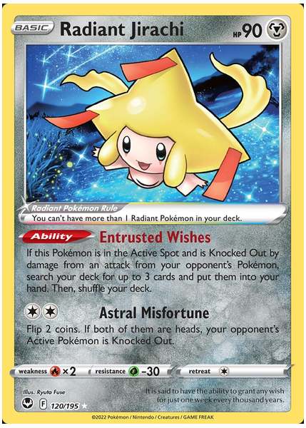2022 Pokemon Sword & Shield Silver Tempest Radiant Jirachi Base 120/195