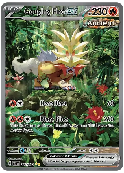 2024 Pokemon Tef EN-Temporal Forces Gouging Fire EX Special Illustration Rare 204/162