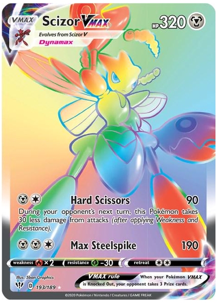 2020 Pokemon Sword & Shield Darkness Ablaze Full Art/Scizor Vmax Secret 193/189