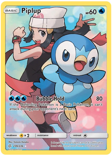 2019 Pokemon Sun & Moon Cosmic Eclipse Full Art/Piplup Secret 239/236