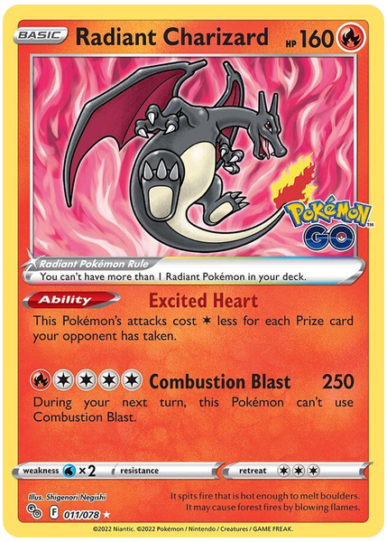 2022 Pokemon Go Radiant Charizard Base 011/078