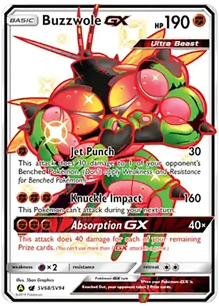 2019 Pokemon Sun & Moon Hidden Fates Full Art/Buzzwole GX Base SV68/SV94