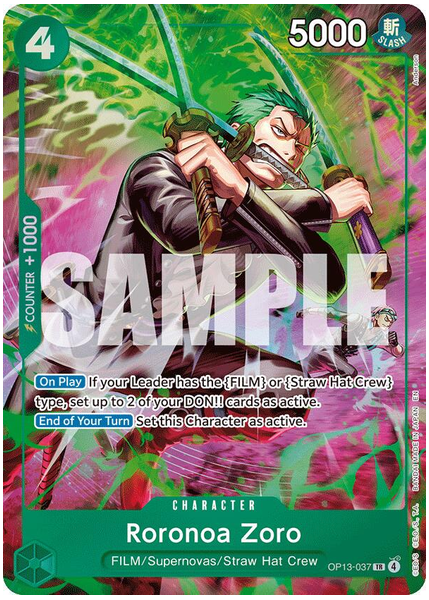 2026 One Piece OP15-EB04-Adventure on Kami's Island Roronoa Zoro Treasure Rare 037