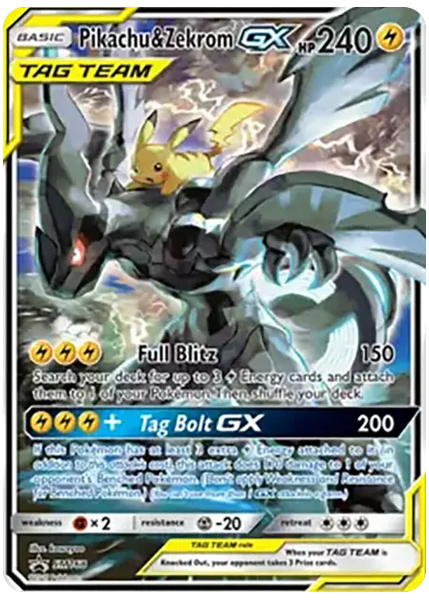 2019 Pokemon SM Black Star Promo Full Art/Pikachu & Zekrom GX Tag Team Tins SM168