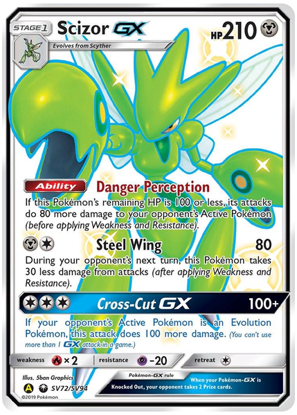 2019 Pokemon Sun & Moon Hidden Fates Full Art/Scizor GX Base SV72/SV94