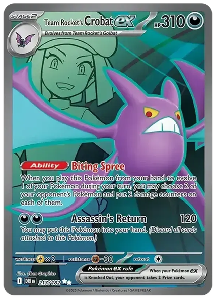 2025 Pokemon Dri EN-Destined Rivals Team Rocket's Crobat EX Ultra Rare 217/182